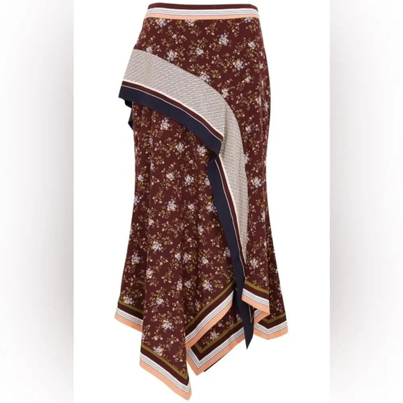 NWT Veronica Beard Kandi Scarf Print Handkerchief Hem Silk Skirt Multi Size 10 - Picture 1 of 7